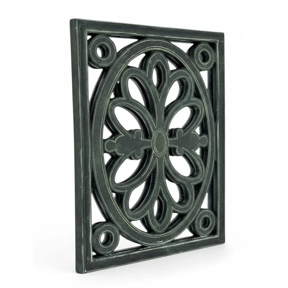 Vintage Ornate Resin Mirror Frame Green Patina Rectangle Vertical Horizon 8